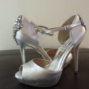 Badgley Mischka , metallic suede sandals